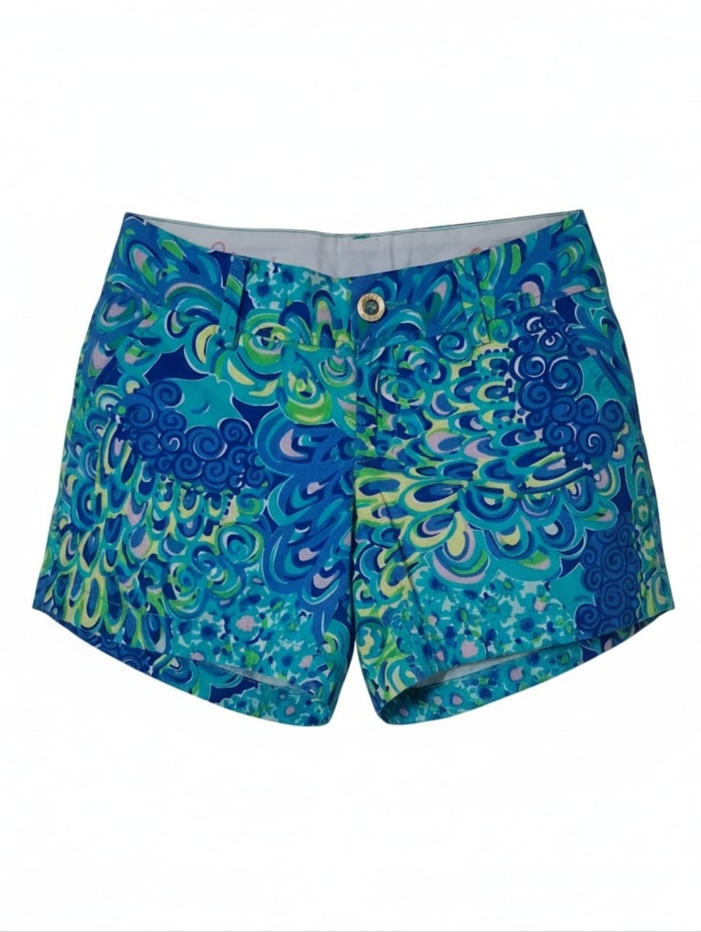 Lilly Pulitzer Callahan Lilly's Lagoon Print Flat Front Low Rise Shorts Size 0